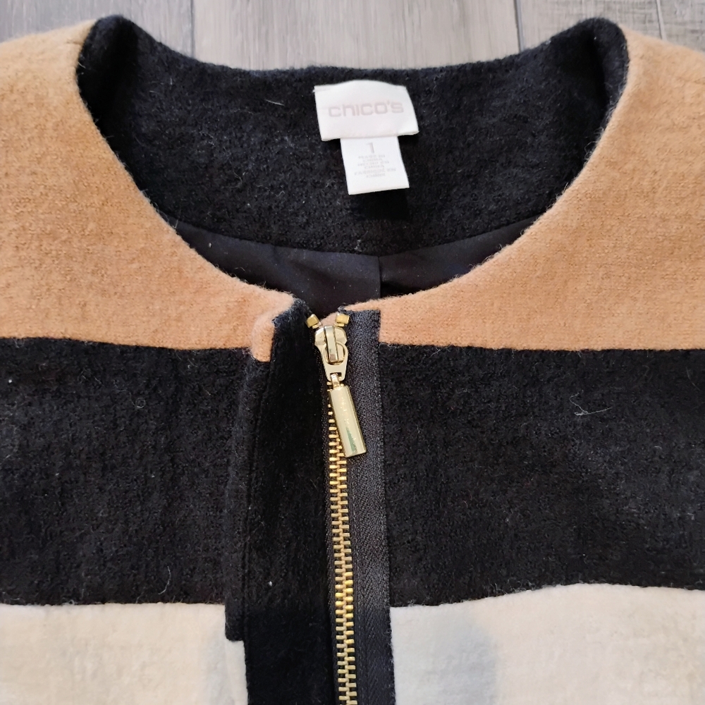 Chico's Colorblock Wool Long Jacket - Picture 3 of 4